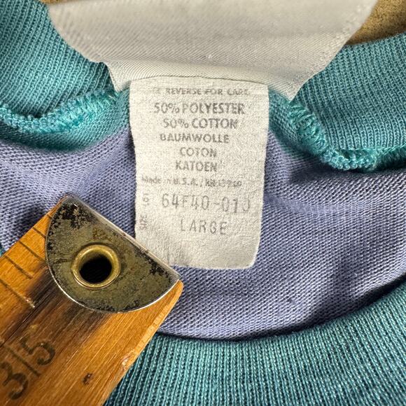 Vintage‎ Coyote by Argo Striped T-Shirt USA Made Blue Natural Men’s Large - Picture 6 of 9